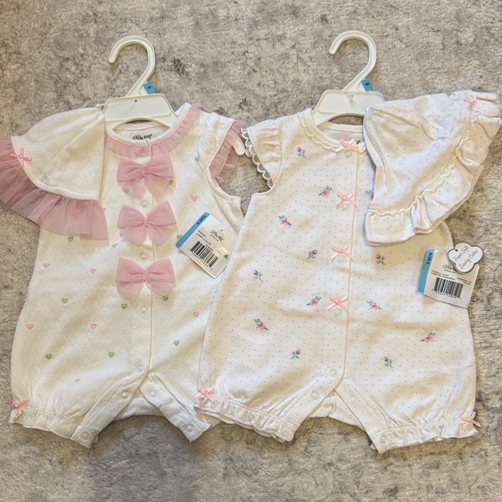 NWT Adorable Baby Romper Set with Pink Bows